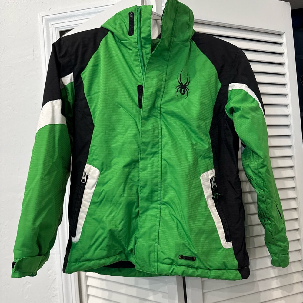 Spyder Kids Green Black Ski Snowboarding Coat Boys